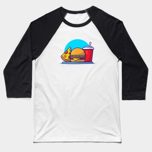 Burger, Pizza And Soda Cartoon Vector Icon Illustration Baseball T-Shirt